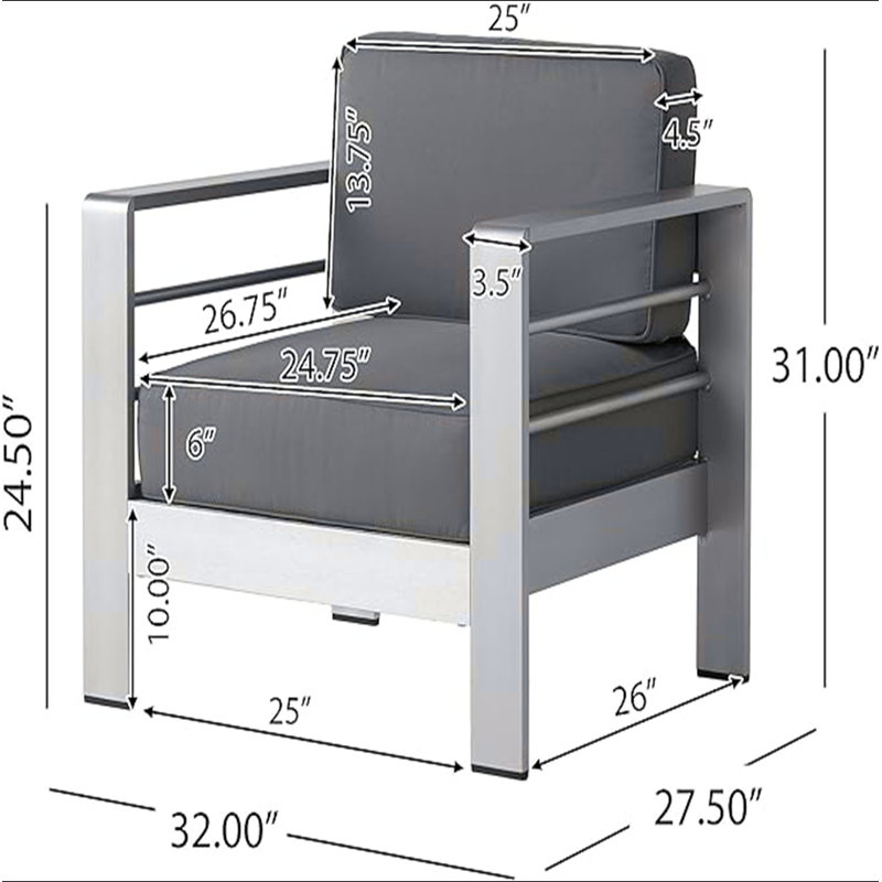 CHAISE CLUB CAPE CORAL, Gris clair, Light Grey
