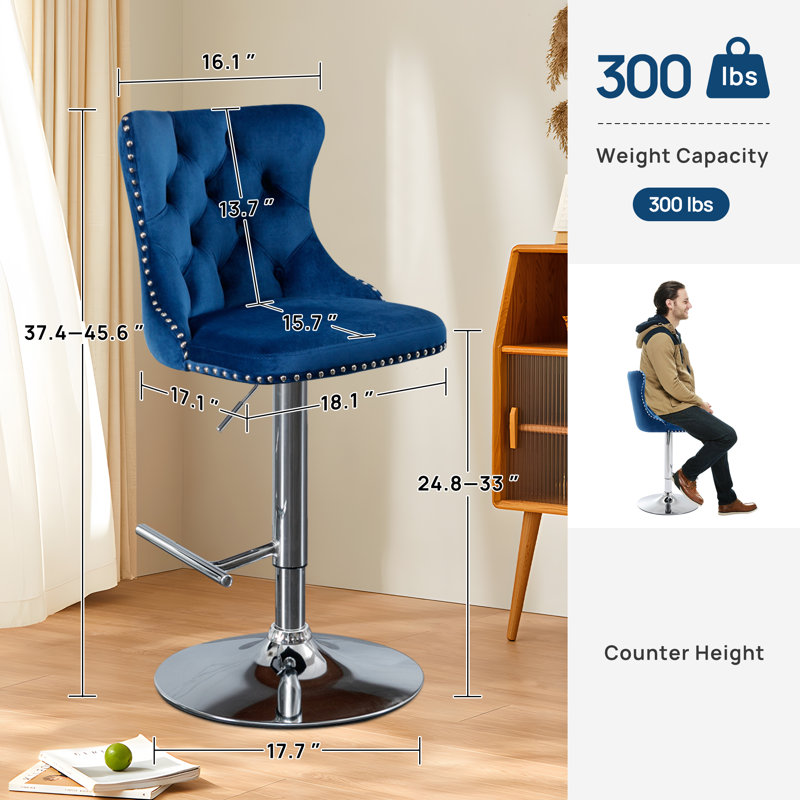 Tabouret pivotant à hauteur réglable Komara, Bleu