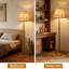 Lampe rustique de style campagnard avec motif de cerf et d'ours, corde de chanvre naturel et abat-jour en lin, interrupteurs à double commande pour le salon, la chambre à coucher ou le coin bureau