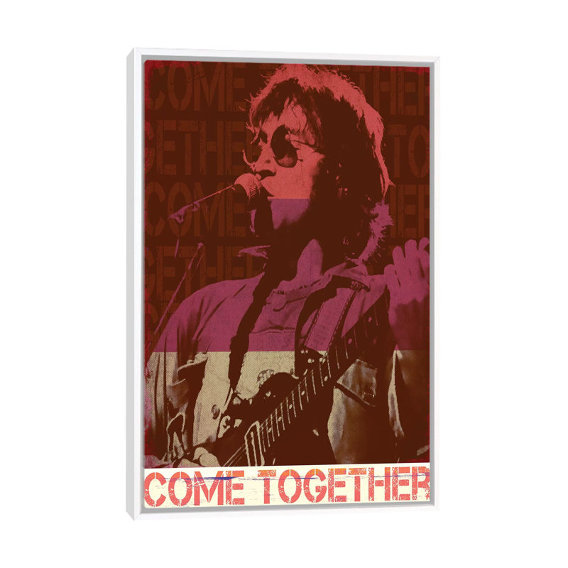 John Lennon - rouge à bascule - publicité imprimée, H 26 po x l 18 po x 1,5 po, Toile blanche encadrée, Aucun mat