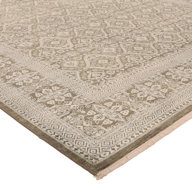 Grey Traditional Wool Silk Blend Rug - 10' x 14'2"