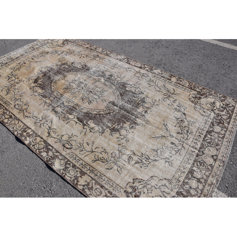 Tapis turc rétro Oushak pour le salon - Tapis oriental antique fabriqué à la main biologique