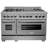 Colorful Series Professional 2 Piece Kitchen Package with 48" Freestanding Dual Fuel Range & 48" Wall Mount Range Hood-50305795