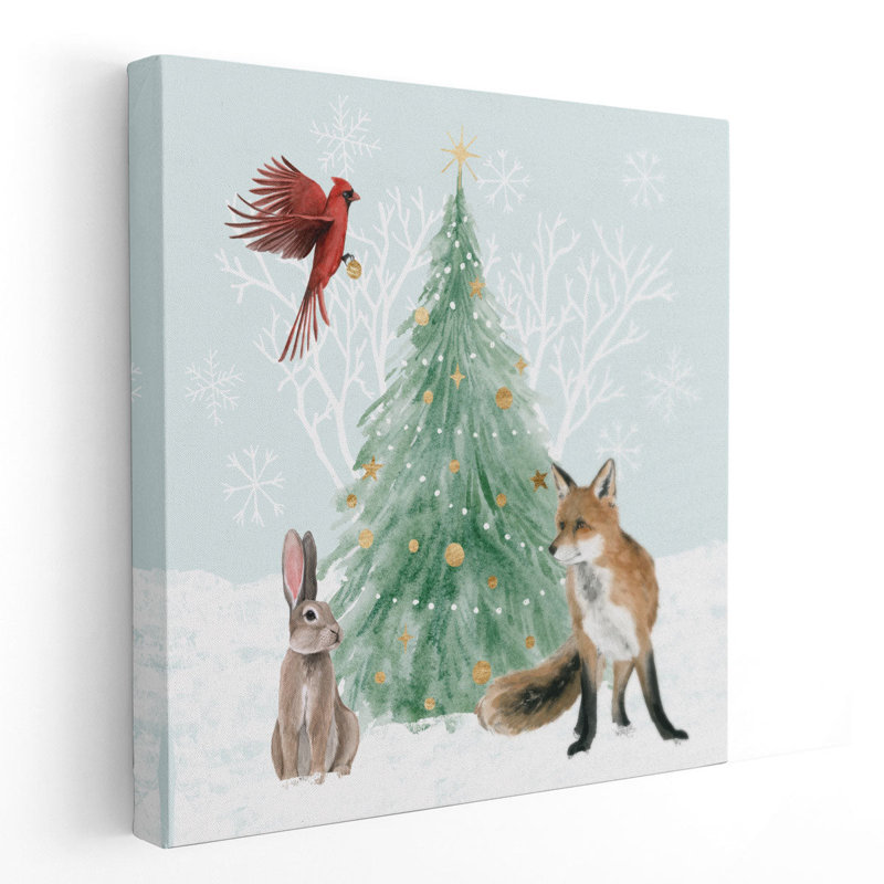 «Christmas in the forest I», reproduction d'art sur toile, H 12 po x l 12 po