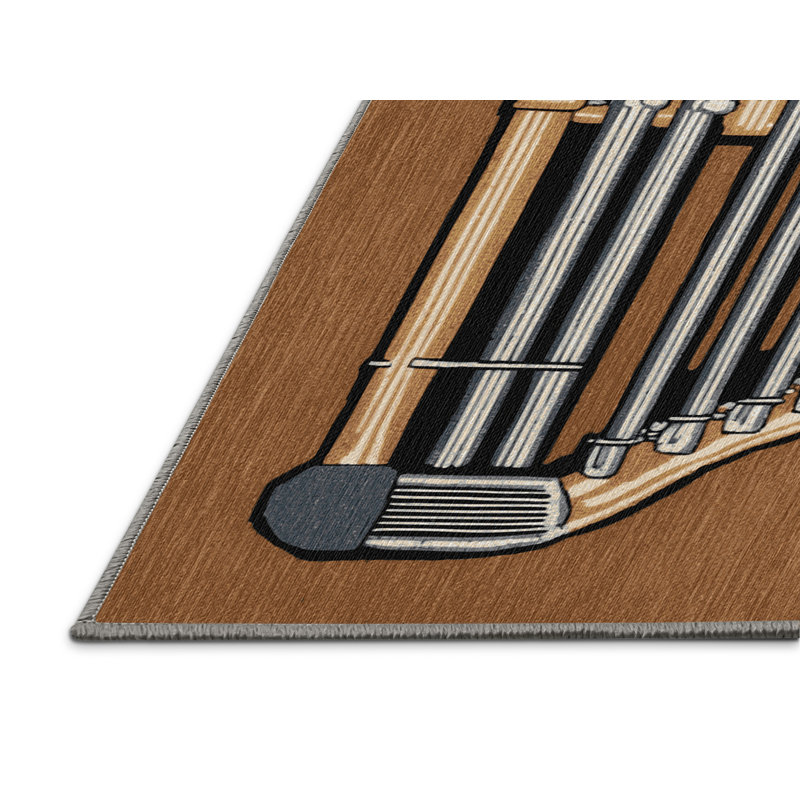 Washable Vibraphone Music Area Rug, Round 4'