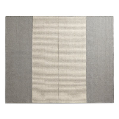 Light Between Wool Striped Area Rug in Slate/Ivory