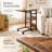 Brown Particleboard C-Shaped Rolling Coffee Table(31.82" x 15.91" x 32.57"), Adjustable Height with Brake Casters for Living Room