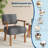 Mid-Century Modern Dining Armchair, Vertical Striped Linen Upholstery - Comfortable Padded Accent Chair for Living Room, Bedroom, Kitchen, Beige-1622681186