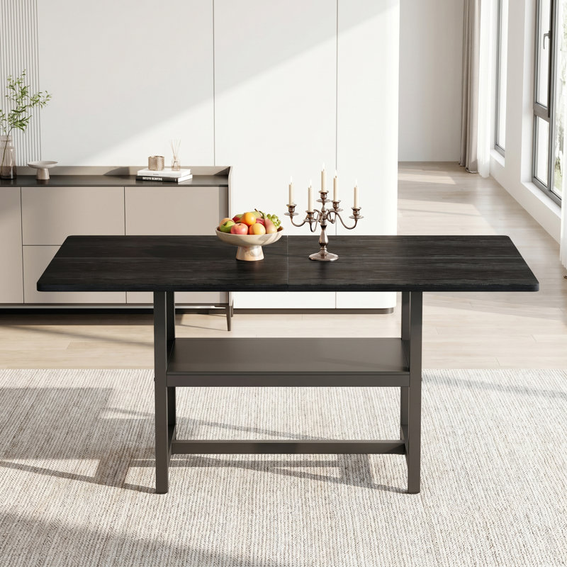 Metal Base Dining Table, Walnut