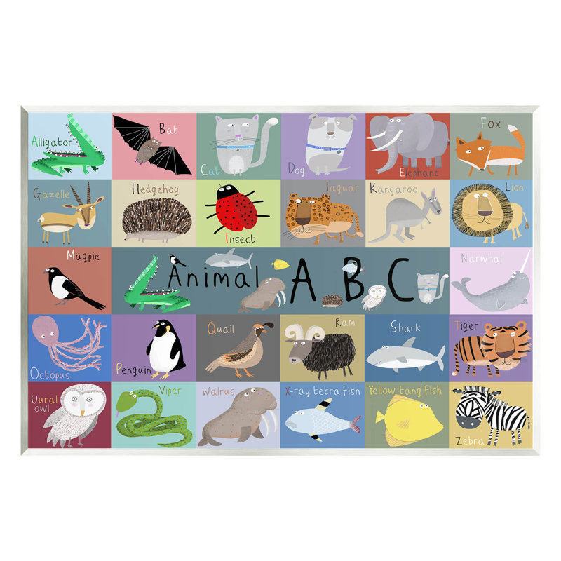 «Divers animaux alphabets», art mural par Carla Daly, H 10 po x l 15 po x P 0,5 po