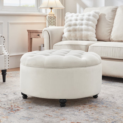 Daquasha 30" Wide Tufted Round Cocktail with Storage