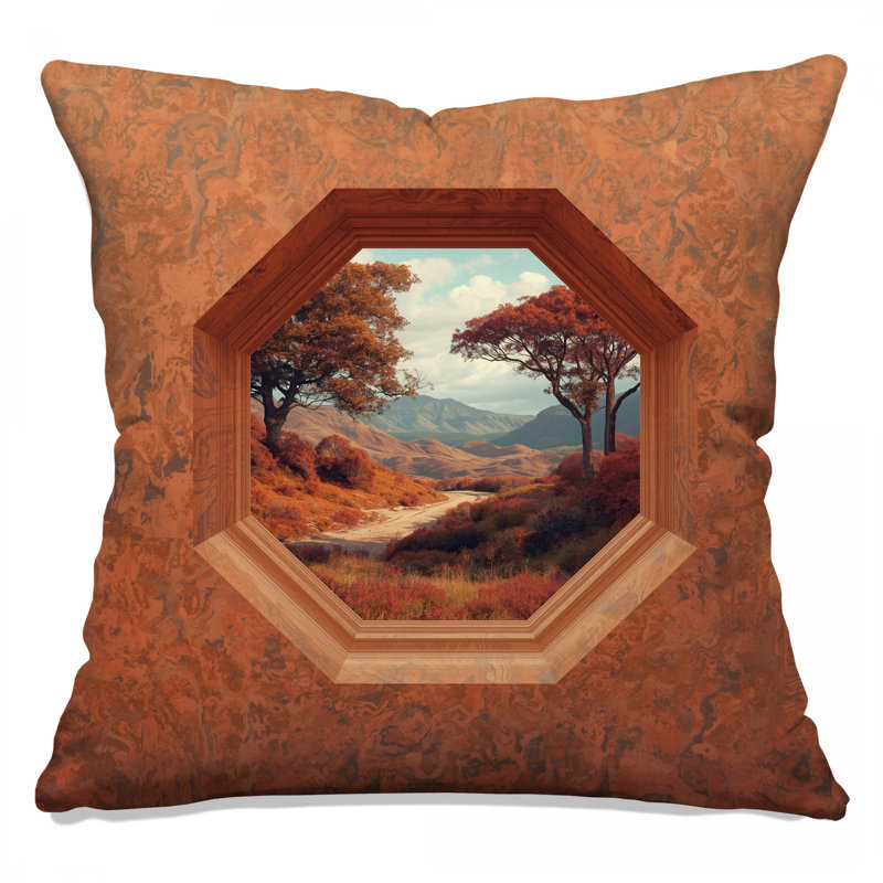 Octagonal Window View Double Sided Throw Pillows, 14 x 14 inches
