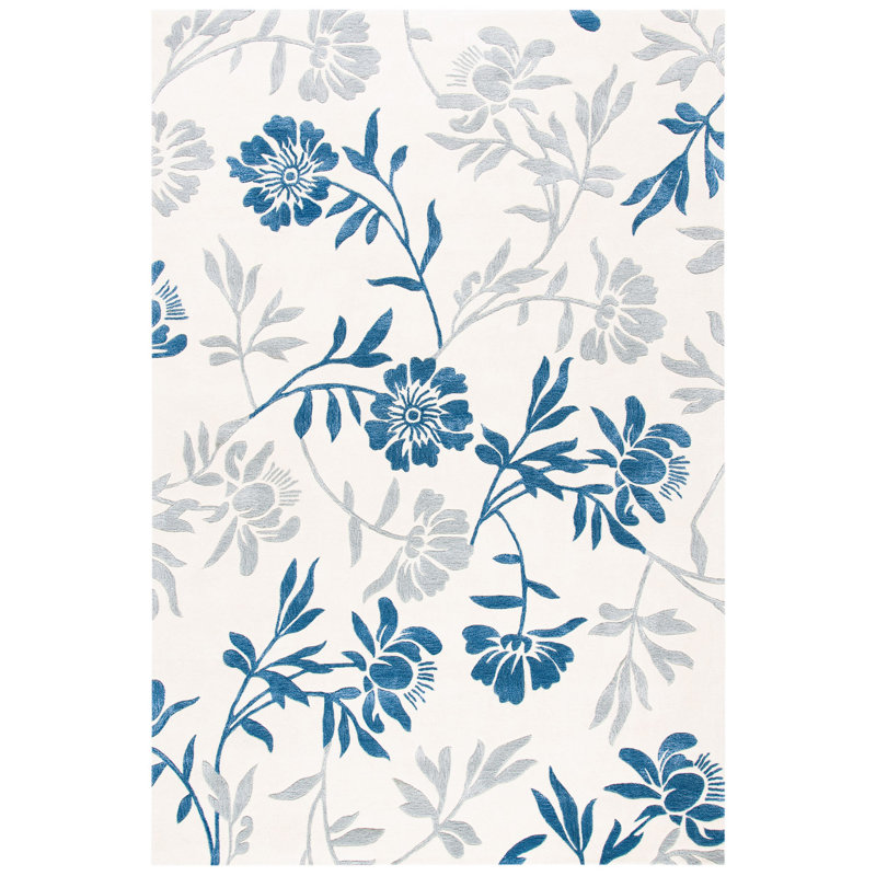 Tapis floral en laine touffeté à la main Cerda, Rectangle 6 pi x 9 pi