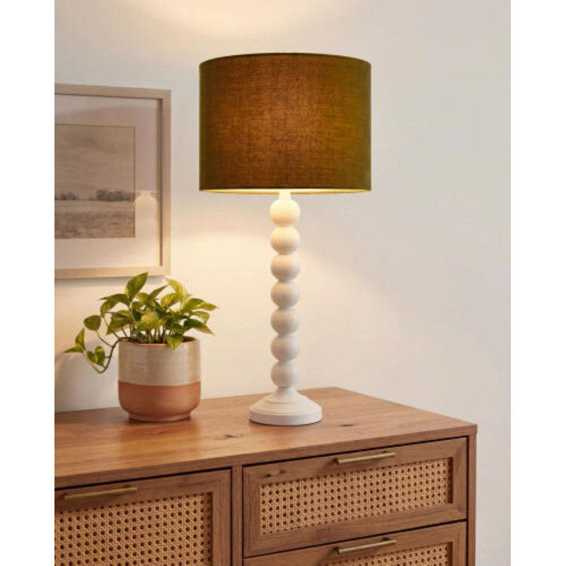 Elaine Table Lamp, White, Green, 32" H x 15" W x 20" D