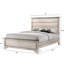 Grand lit contemporain avec finition en bois flotté brun vieilli, tête de lit à panneau, deux tons, cadre en bois, essentiel pour la chambre à coucher, lit moderne à installation rapide, esthétique, cadre pour chambre à coucher, simple