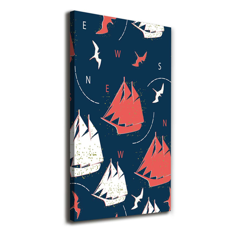 Ships, Sea Birds - Wrapped Canvas Print