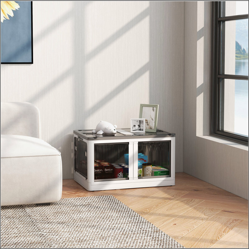Stackable Storage Bins with Lids, Wheels, and Collapsible, White
