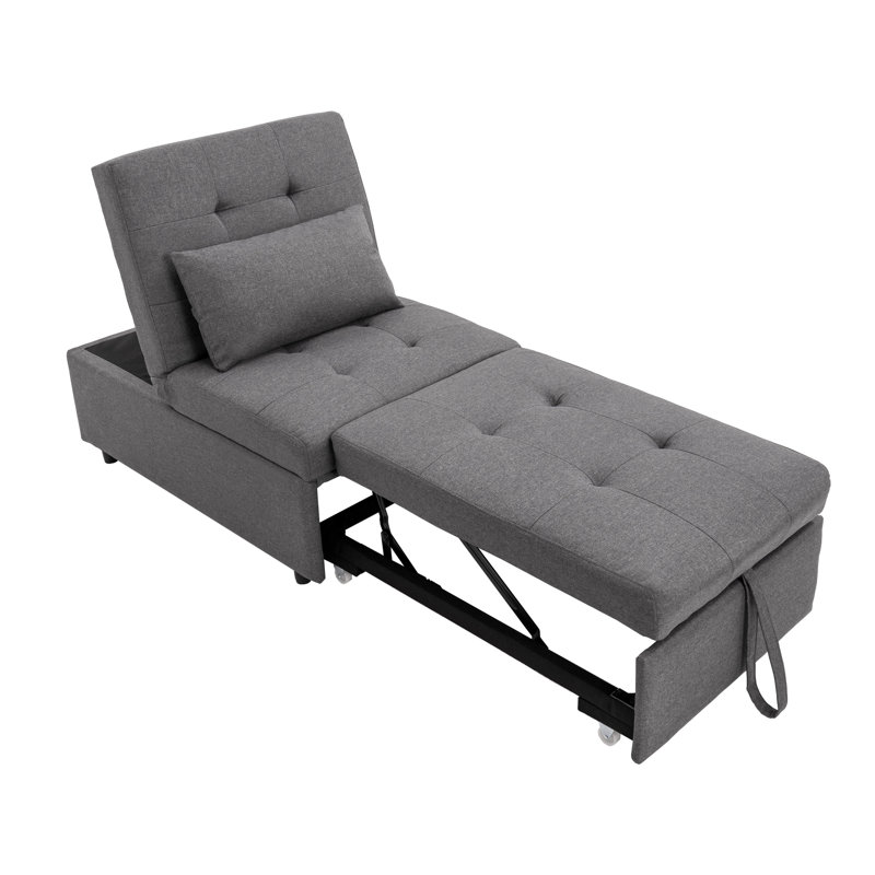 Convertible Accent Chairs, Gray Linen Blend