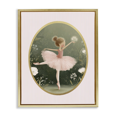 Cadre flottant vert et rose avec ballerine, design par Christine Simpson Art