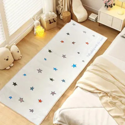 Multicolored Plush Runner Rug, Machine Washable Bedroom Carpet With Non-slip Backing, Soft Floor Mat For Bedside, Bay Window, And Home Decor
