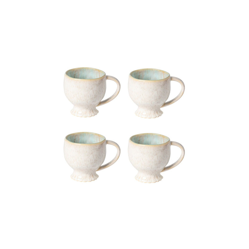Mallorca Handmade Stoneware Coffee Mug, White/Sea Blue
