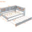 Lit de jour gris en bois pleine grandeur avec lit gigogne escamotable, tablette de rangement et charge, idéal pour une chambre à coucher au design minimaliste-1579867563-1579867561