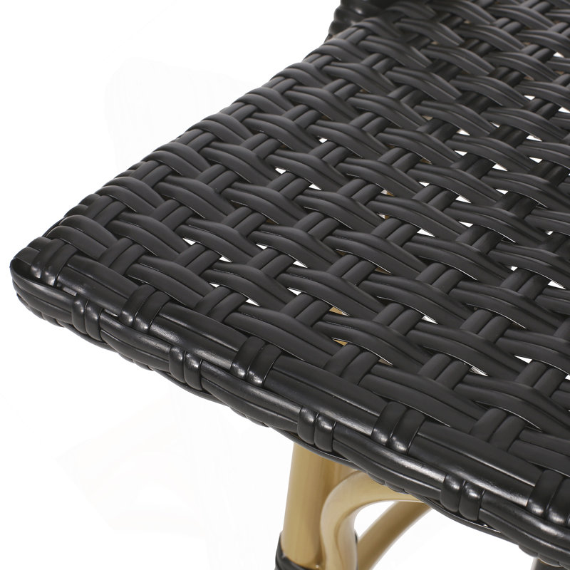 Tabourets de bar 4 pieds en aluminium noir avec repose-pieds