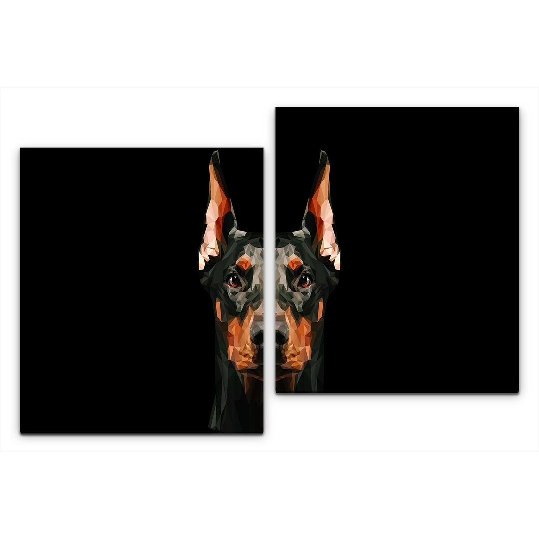 2-tlg. Leinwandbilder-Set Dobermann Hund