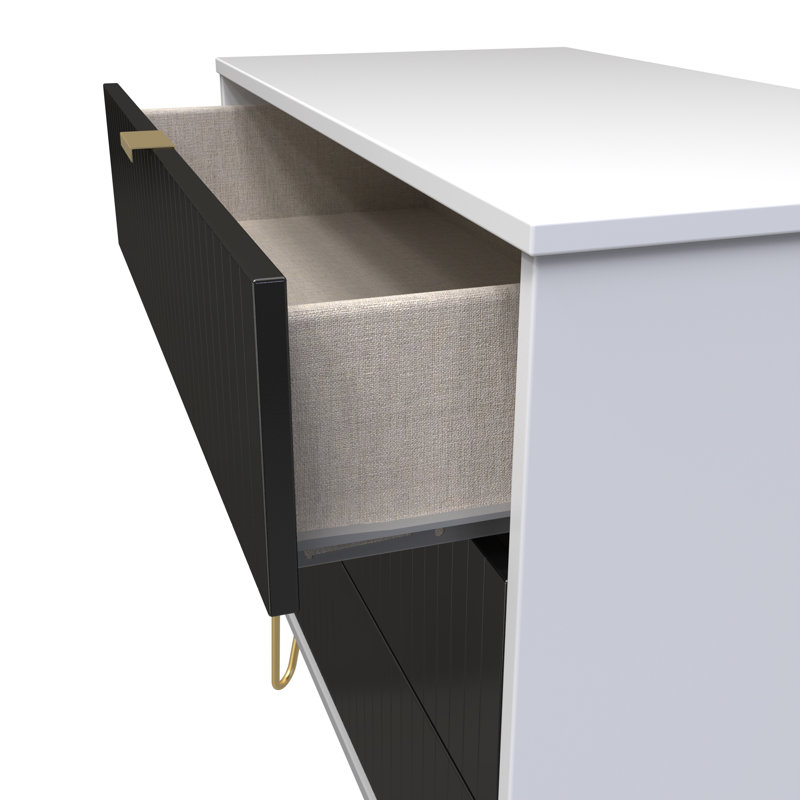 Fully Assembled Aldin 3 - Drawer Chest of Drawers, Deep Black/White