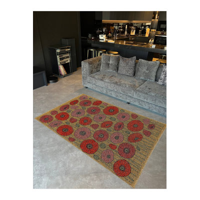 Tapis vert tissé à motif lavable Mosso