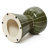 Round Patio Side Table with Linear Pattern, Olive Green Sculptural Accent Table