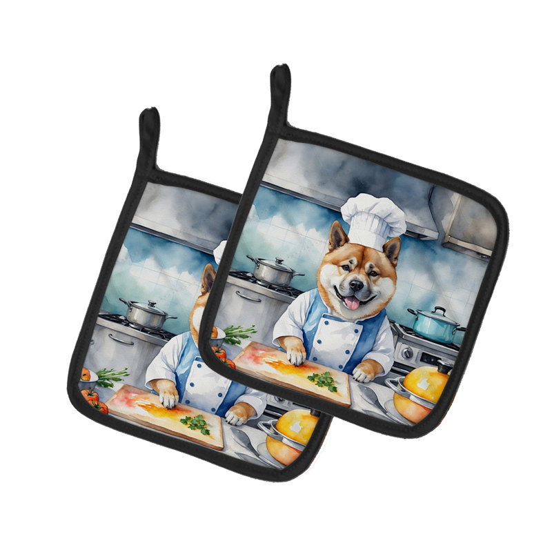 Caroline's Treasures The Dog Chef Polyester Potholder Set