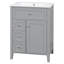 Meuble-lavabo blanc 24 po avec lavabo, panneau de fibres à densité moyenne et fabrication en bois d'hévéa-578968710