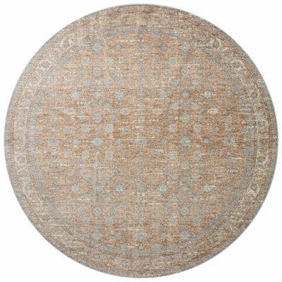 Loloi Angela Rose Blake Collection BLA-05 Sand/Sky 7'-10" x 7'-10" Round, .25" Pile Height, Fringe, Area Rug