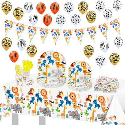 Disposable Tableware Set Birthday Party Supplies Kit for 24 Guests