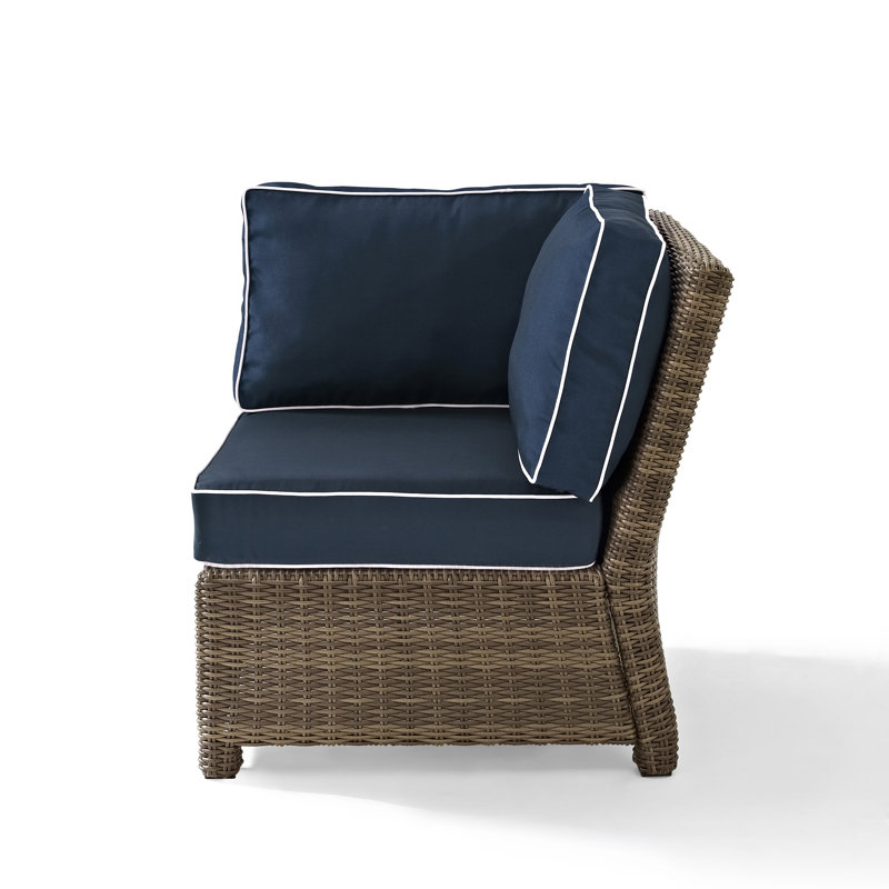 Mosier 31.5'' Wide Wicker with Cushions, Navy, Brown