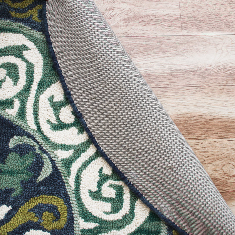Tapis bleu / vert / ivoire Arliss, Rond 5 pi