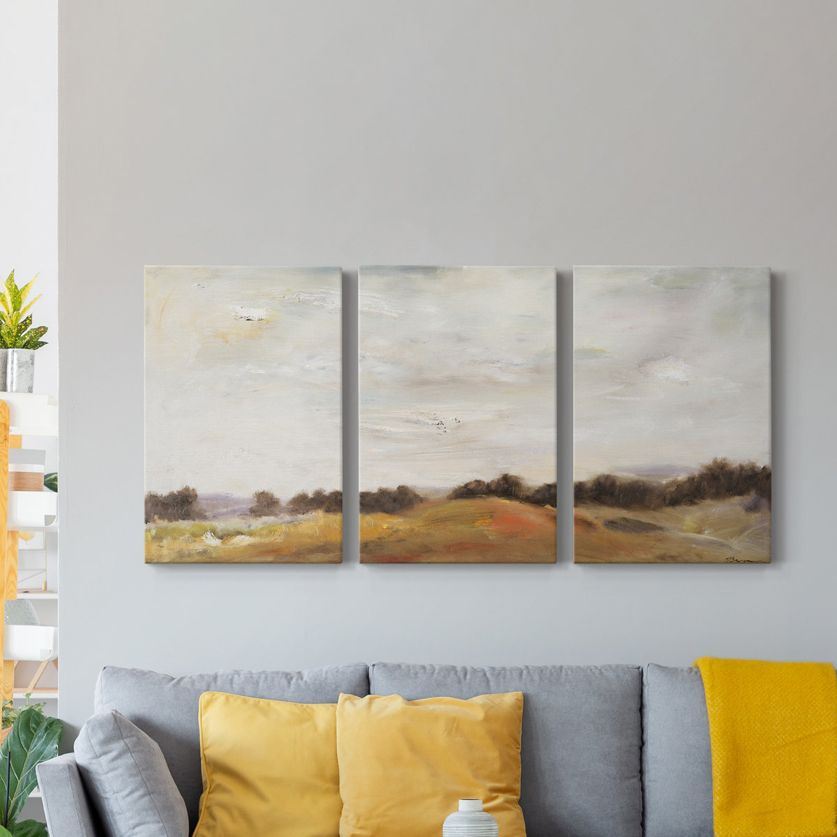 Charlton Home® Fields Of Gold Framed On Canvas 3 Pieces Print | Wayfair