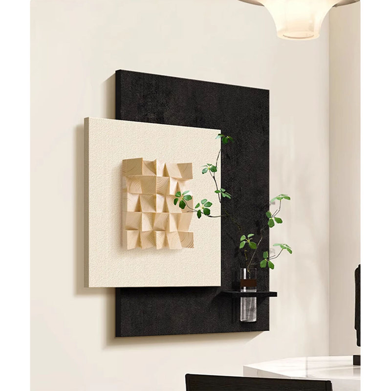 Art mural 3D en grès de bois massif 3D sans verdure, H 39,37 po x l 31,5 po x P 5,51 po