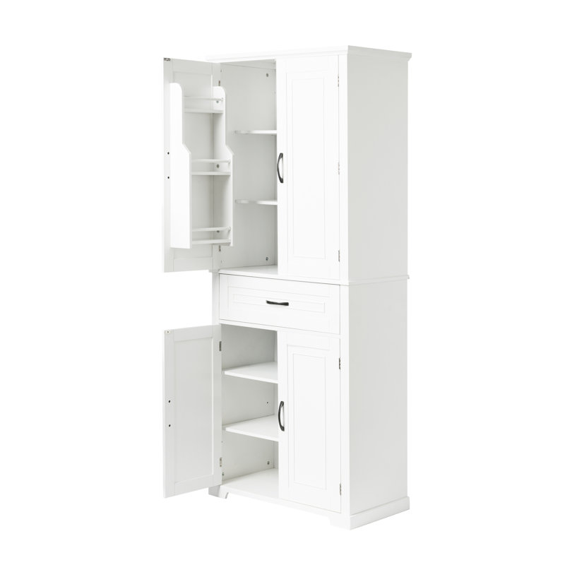 Armoire blanche pour salle de bain avec espace de rangement et tiroir efficaces, Blanc