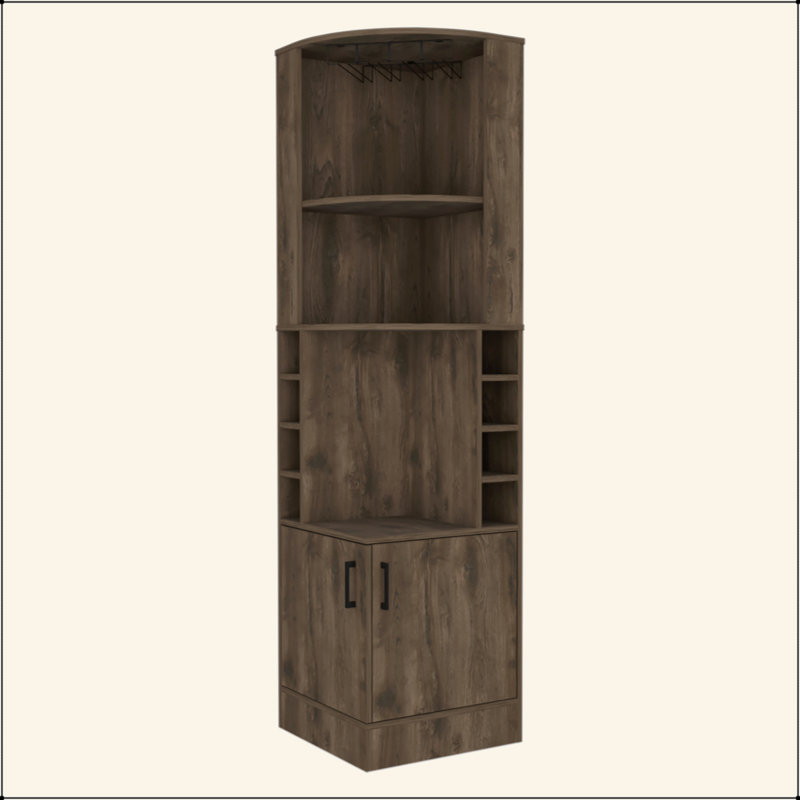 Armoire de bar 8 tablettes à 2 bouteilles brun foncé, Brun