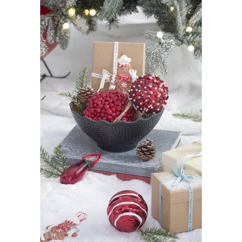Ornement en forme de boule de baies rouges 6,5 x 6,5 po, boules de Noël suspendues décoratives pour décorations de fêtes, ensemble de 3