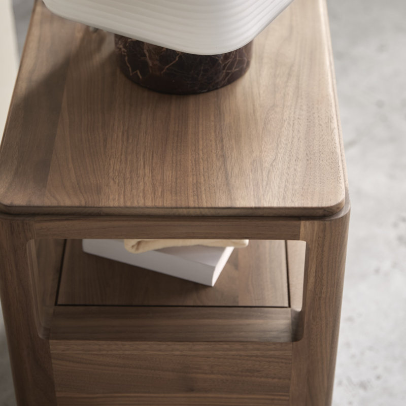 Arto 45cm W Solid Wood Bedside Table, Walnut