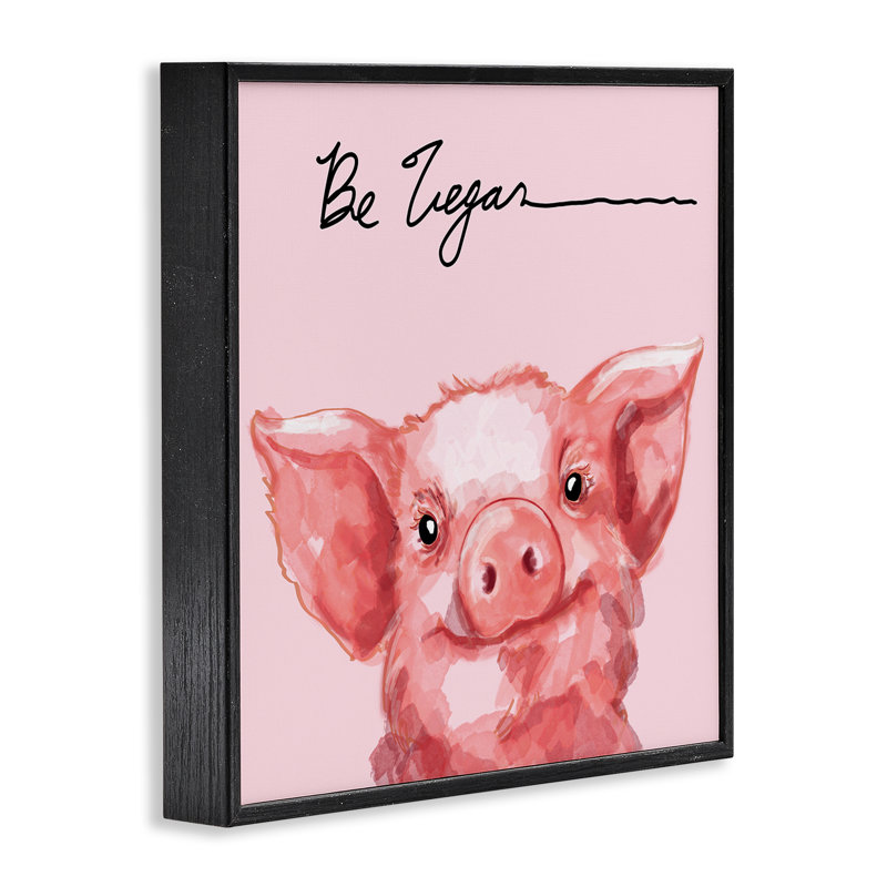 «Be Vegan Cute Pig», estampe numérique par Stella Chang, H 12 po x l 12 po, Giclée encadrée noir minuit
