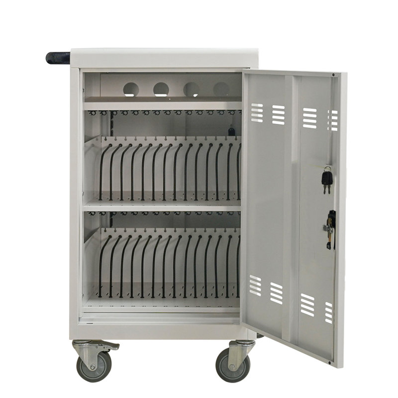 Station de chargement mobile 30 + 2Bay pour Chromebook, tablette et ordinateur portable avec multiprise incluse, assemblage requis - BLANC