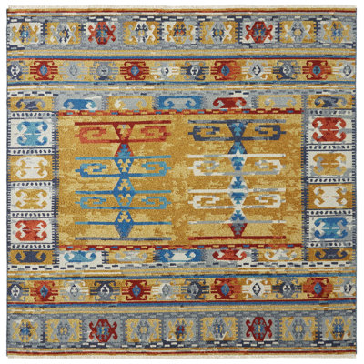 Mathena Saffron Wool Flatweave Hand Knotted Area Rug