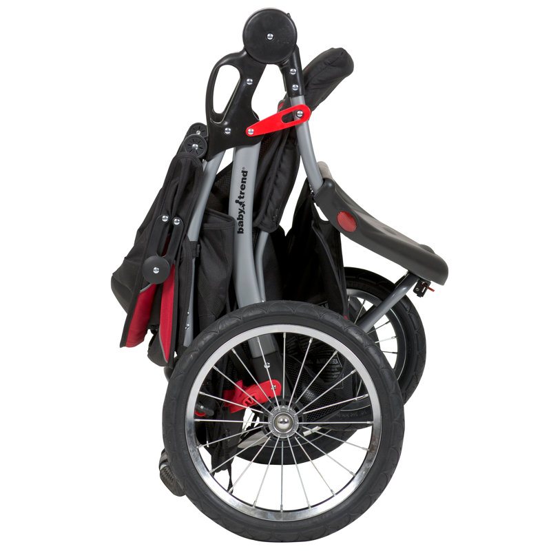 Centennial Red and Black Double Jogging Stroller with Swivel Wheels