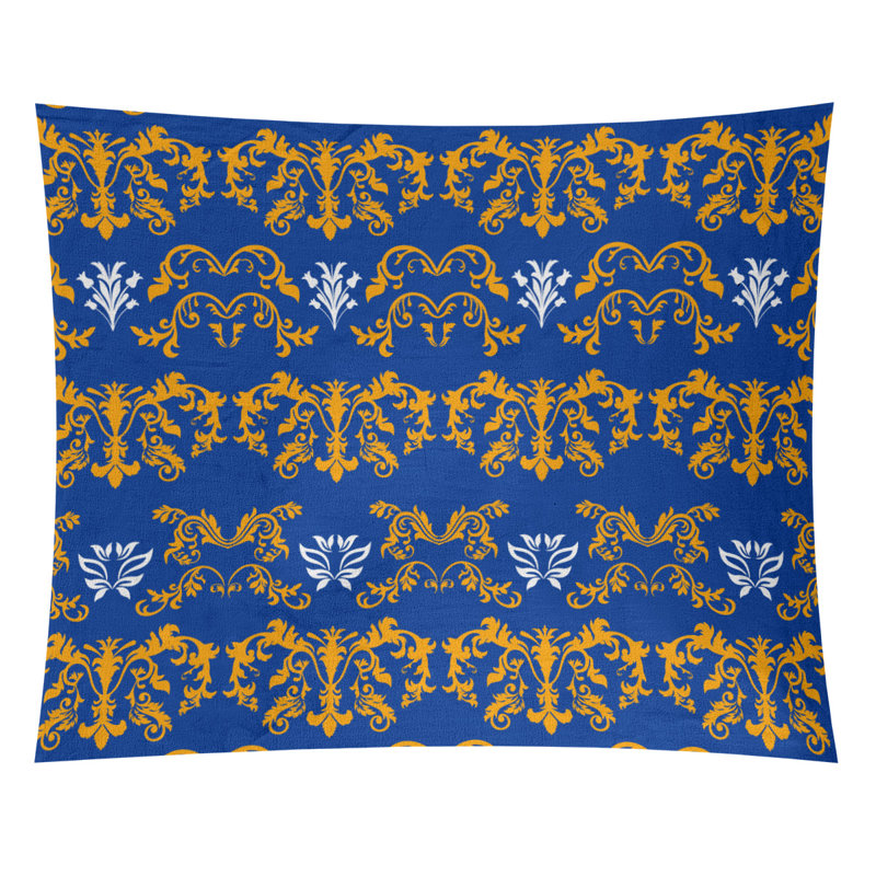 Tapisserie baroque microfibre Football LA, H 51 po x l 60 po, Bleu marine / blanc / jaune