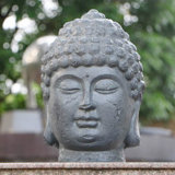 BUDDHA Head 42cm Grey Charcoal Effect