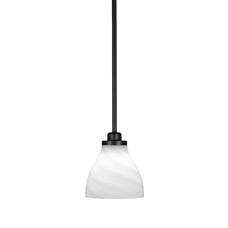 Mini-luminaire suspendu 1 lumière Odyssey, Blanc, Noir mat